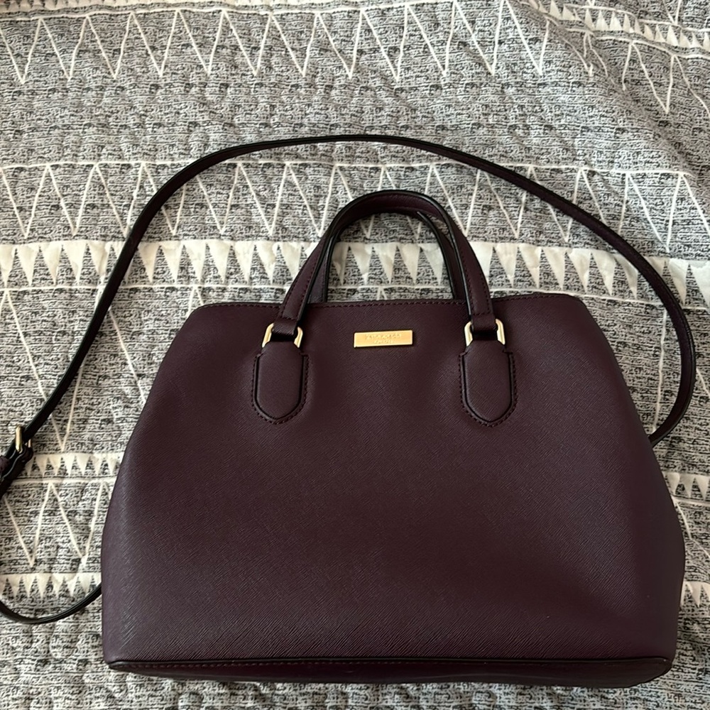 Kate Spade large dark plum satchel. Excellent condition.